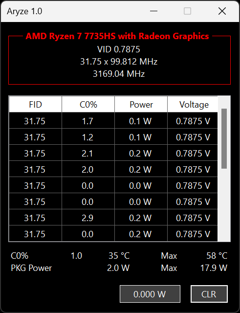 logan_booker's tweet photo. Missing ThrottleStop on my new Ryzen, so decided to cook up my own homage. Obviously has less features and not everything is 1:1 (no per-core temps), but it's nice to see power/temps at a glance. https://t.co/MvFryHPe4f
