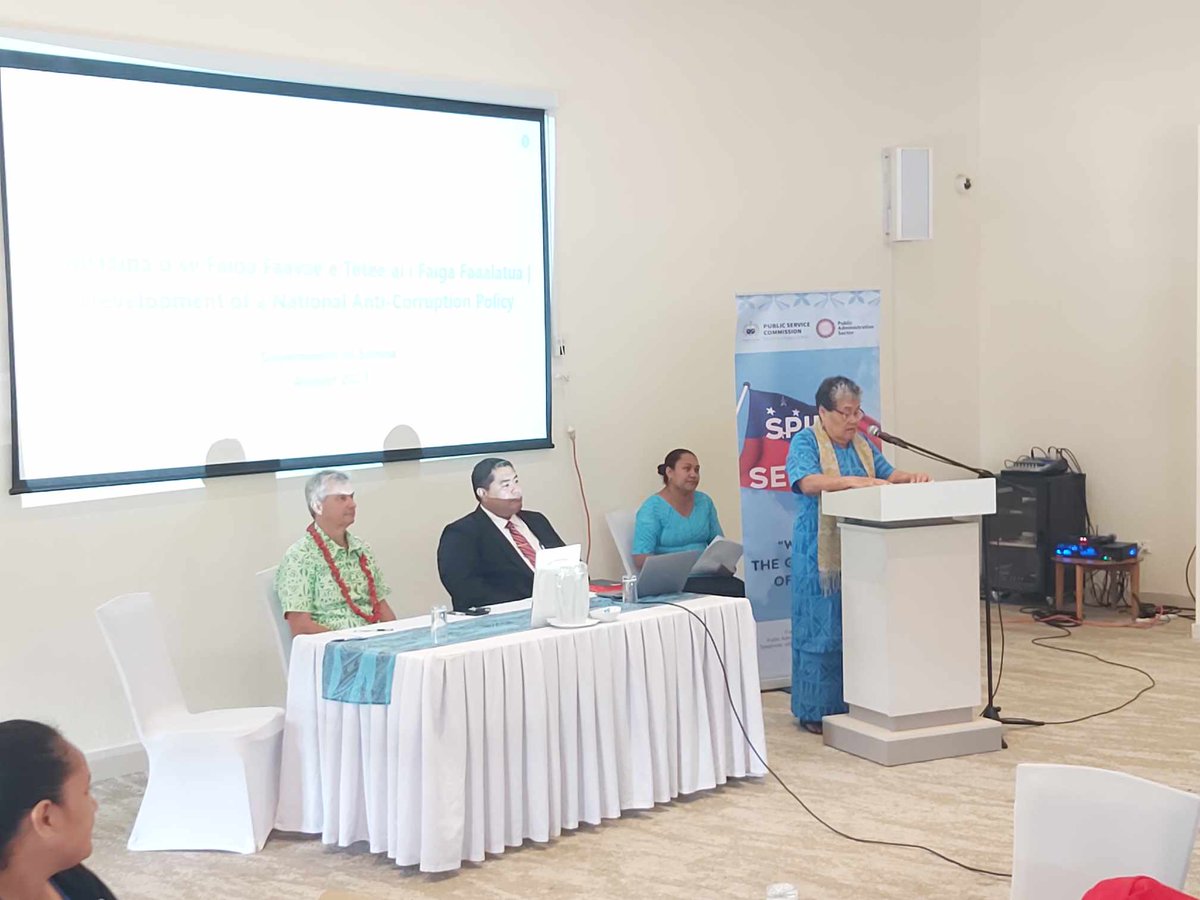 UNDP_Samoa's tweet image. Public consultation today for the development of the Samoa National #Anticorruption Policy - a huge leap ⏩ for #integrity efforts in 🇼🇸.

Thank you @samoagovt, via @samoapsc, ➕ @govtnz  for your partnership in making this a reality, under the #UNPRAC project.
