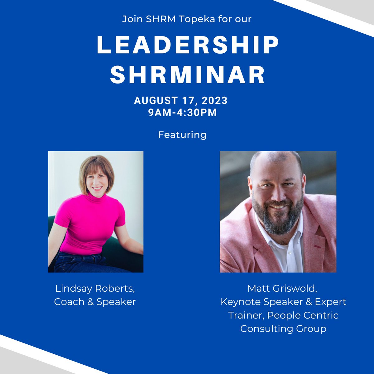 ✅Don't forget to register for next week's Leadership SHRMinar!  Review the full agenda and register through tomorrow, August 11th @ topeka.shrm.org/events
#LeadershipDevelopment #Resilience Thank you to our sponsor Learning Quest!