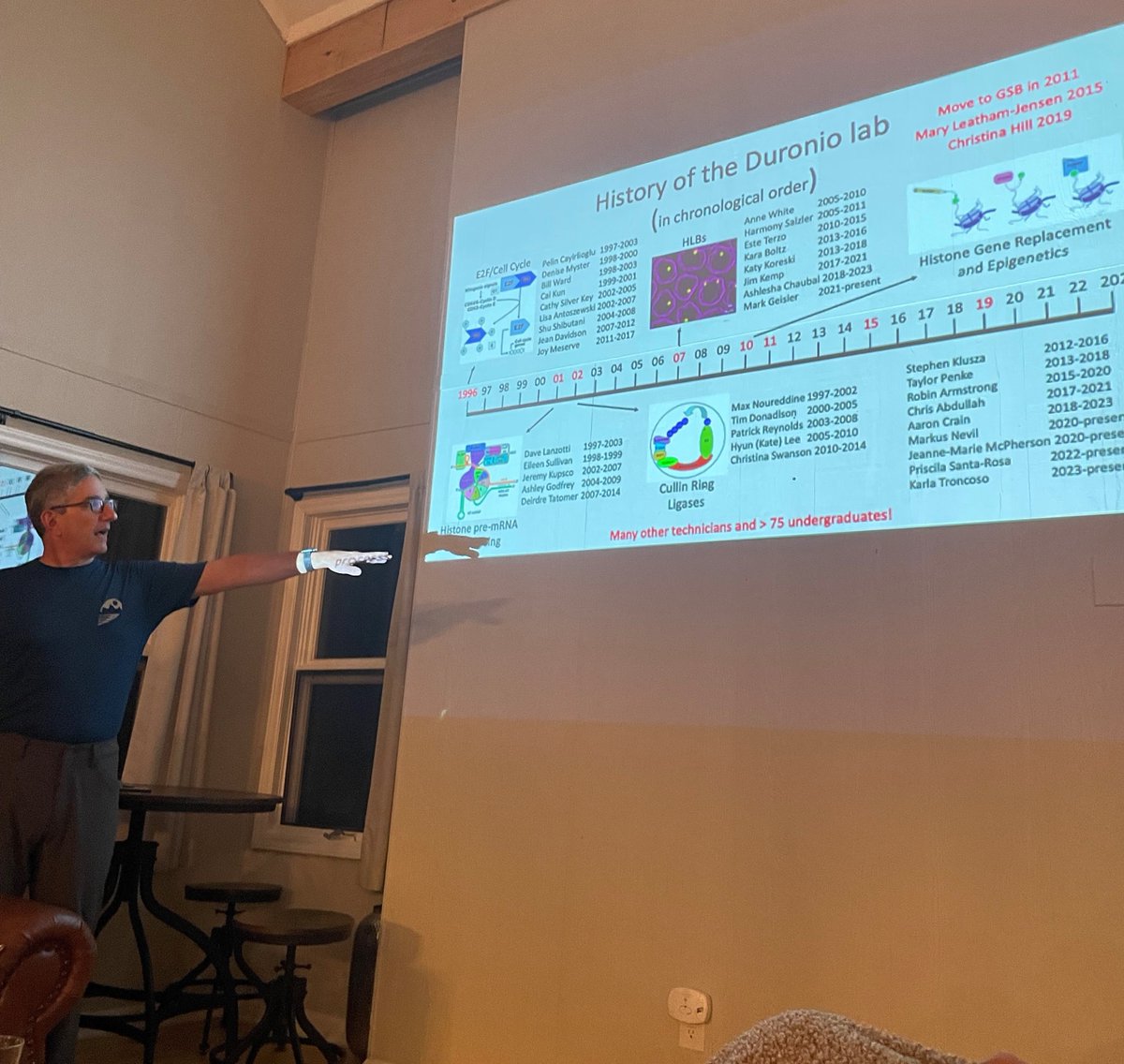 State of the Lab by <a href="/duronio_bob/">Bob Duronio</a> at the <a href="/DuronioLab/">Duronio Lab</a> retreat. 27 years, 25 grad students, 75+ undergrads, and a bunch of cool science! 🤯😀