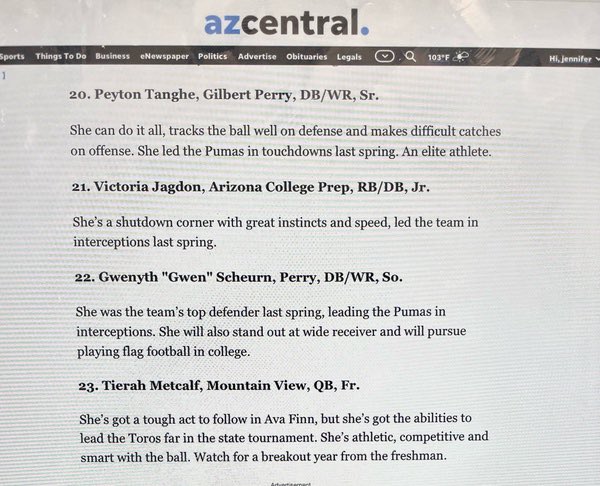 PerryPumaFlag's tweet photo. Big congrats to Peyton and Gwen for making the top 25 @azcsports player watchlist! https://t.co/DywNEvDIjJ
