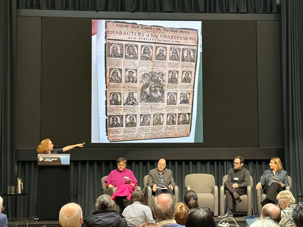 Up next <a href="/sarahceross/">Sarah C E Ross</a> thrilling us with details of #elegies found in the #EmmersonCollection “Monumentum Regale” 👑 Sarah’s engaging style makes these texts feel alive! 💻📚

#BeyondtheBook 
<a href="/WellingtonUni/">WellingtonUni</a> <a href="/Library_Vic/">State Library Vic</a>
 <a href="/arc_gov_au/">Australian Research Council</a>