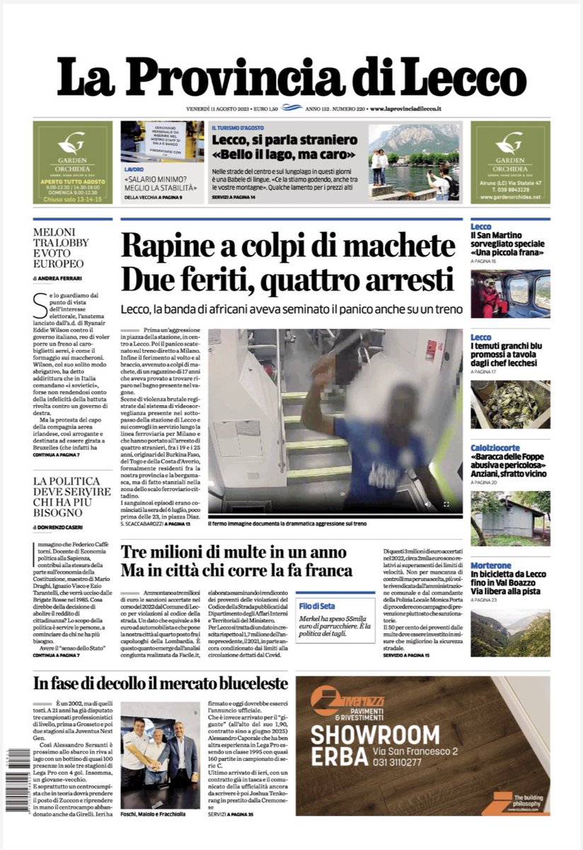 La #primapagina della Provincia di Lecco in edicola. Buona lettura e buona giornata.
