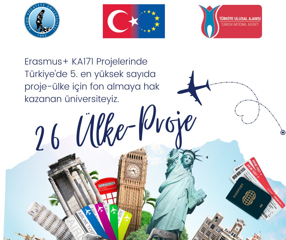 Erasmus+ KA171 Projelerinde Türkiye'de 5. en yüksek sayıda proje-ülke için fon almaya hak kazanan üniversite <a href="/kocatepeuniv/">Afyon Kocatepe Üniversitesi</a> oldu! <a href="/Karakas1969/">Mehmet Karakaş</a>