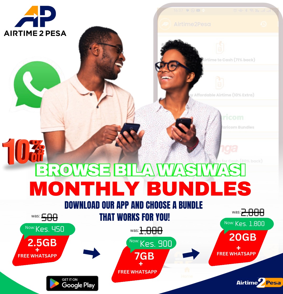 airtime2pesa's tweet photo. Unangoja nini? Browse bila wasiwasi with our discounted data bundles.

To get the app
Download on google play store. Here is the link. 📷
https://t.co/T9PwgfXAGs

#crazykennar  #KMTC #Quiver #Agorosare https://t.co/5aYcp9k8kF