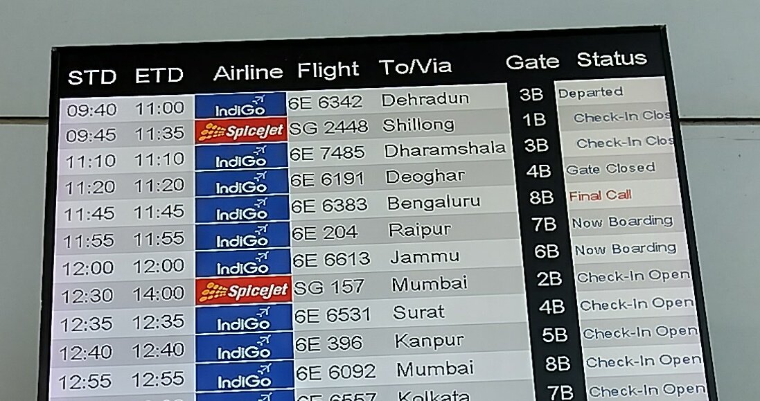 uncoolpuntell's tweet photo. #spicejet flight SG157 DEL-BOM revising departure repeatedly.Initially #flightrescheduled from 6:20am to 12:10pm,then #flightdelayed to 1:10pm and now 2:00pm. It's a recurring issue with @flyspicejet, asserted the Airport staff at T1 IGI. No wonder why this airline is going down. https://t.co/UXpzR6Tcth