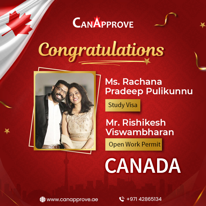 CanApproveDubai's tweet image. Our hearty congratulations to Ms. Rachana Pradeep Pulikunnu and Mr. Rishikesh Visawambharan on acquiring #StudyVisa and #OpenWorkPermit respectively. 

#studyabroad #studentvisa #studyincanada #postgraduationworkpermit #canadianexperienceclass #immigrationcanada #canapproveuae