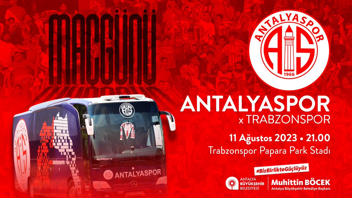Süper Lig'de futbol heyecanı #Antalyaspor'umuzun deplasmanda oynayacağı #Trabzonspor maçıyla başlıyor!

Yaptığı transferlerle kadrosunu güçlendiren Akrepler, Nuri Şahin'in yönetiminde mücadele edecek.

#ŞehrimizinTakımı'na başarılar dileriz! ❤️⚽🤍 #FraportTavAntalyaspor