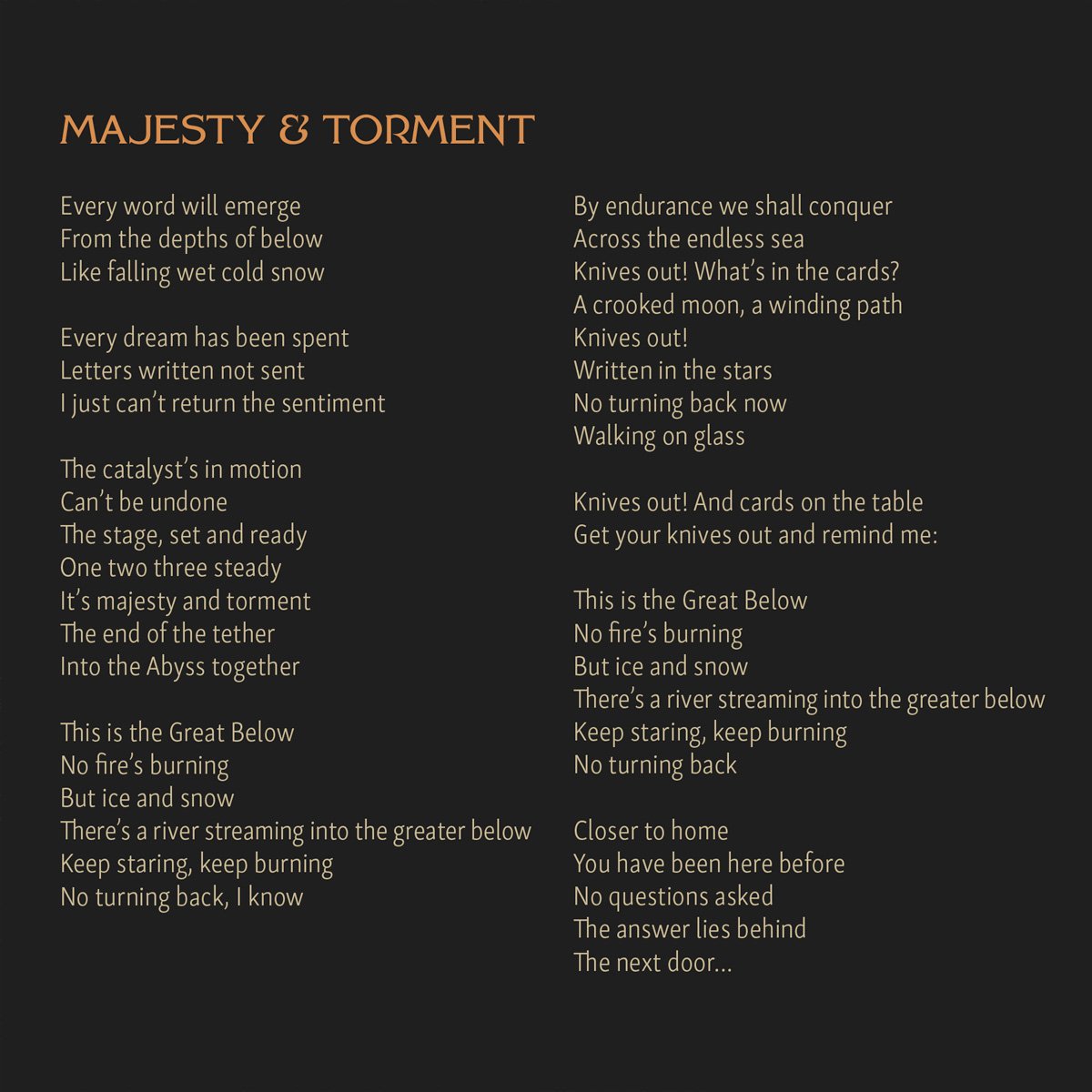 Now streaming on all platforms &amp; Bandcamp. MAJESTY &amp; TORMENT. A 13min journey into the Abbys and beyond... 4th output from soon to be released new album GHOSTS. Already available via Bandstore &amp; Bandcamp. Everywhere else: 25.08.

#WHISPERSINTHESHADOW
#GHOSTS