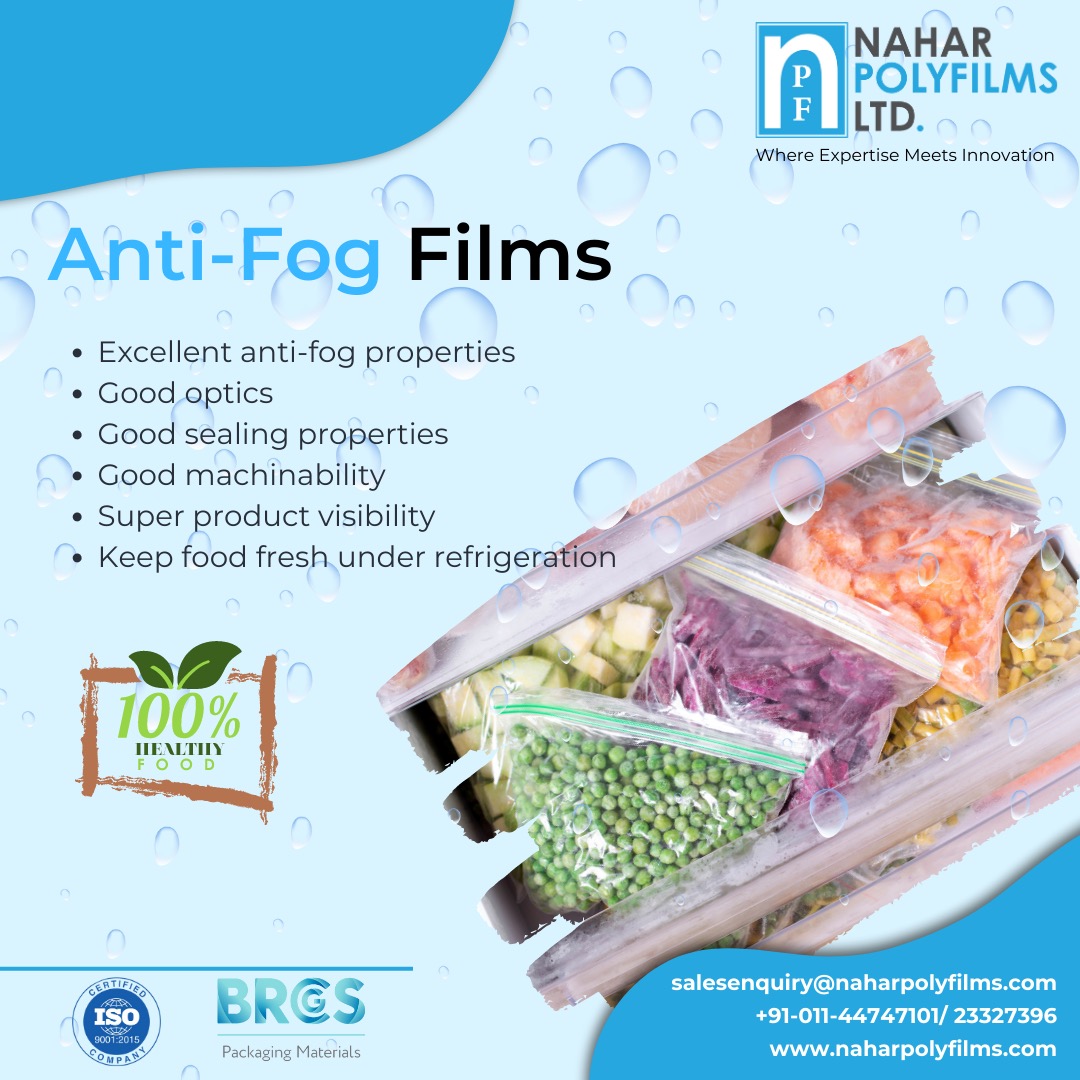 Naharpolyfilms's tweet image. Anti-fog films are specialized coatings or sheets designed to prevent fog formation on a wide range of surfaces. 
.
#Antifogfilms #bopp #BoppFilms #BoppAntifogFilms #foodpackaging #foodpackagingFilms #BoppFilmsManufacturers #TransparentFilms #NaharPolyfims