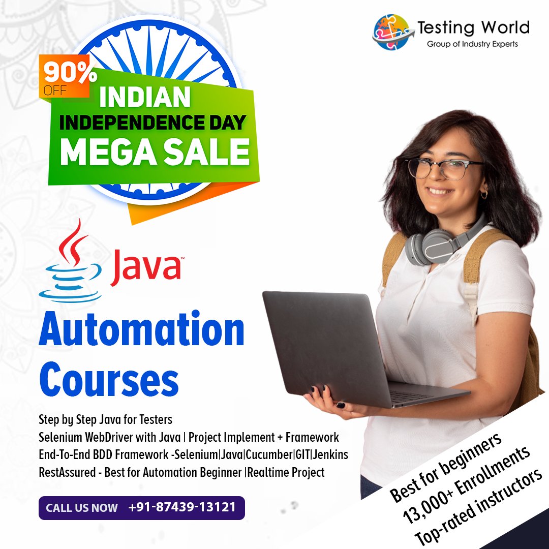 world_testing's tweet image. 🌟Java Automation Course offers🌟
✔Java for Testers lnkd.in/dHrDmit
✔Selenium WebDriver with Java | Project Implement + Framework lnkd.in/duZnPcb
✔E2E BDD Framework-Selenium|Java|Cucumber|GIT|Jenkins lnkd.in/dV7b45H
✔RestAssured lnkd.in/dXykENR