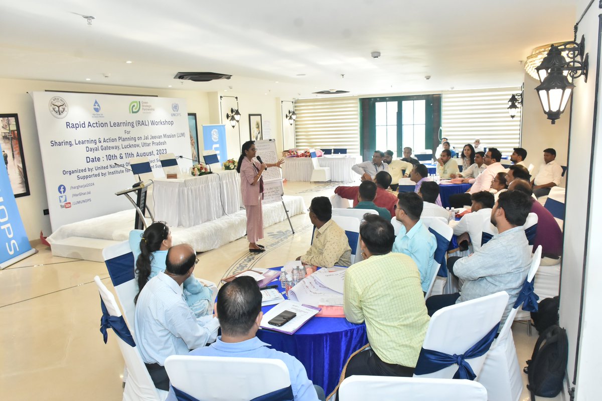 UNOPS_India's tweet photo. #stateRALworkshop
Sharing of innovations and good practices by the participant groups on Day1 of #RAL workshop.  
@DenmarkinIndia @jaljeevan_ @narendramodi @mahajan_vini @iamvikassheel @svane_freddy @gssjodhpur @UNOPS https://t.co/CFhi0nxxHp