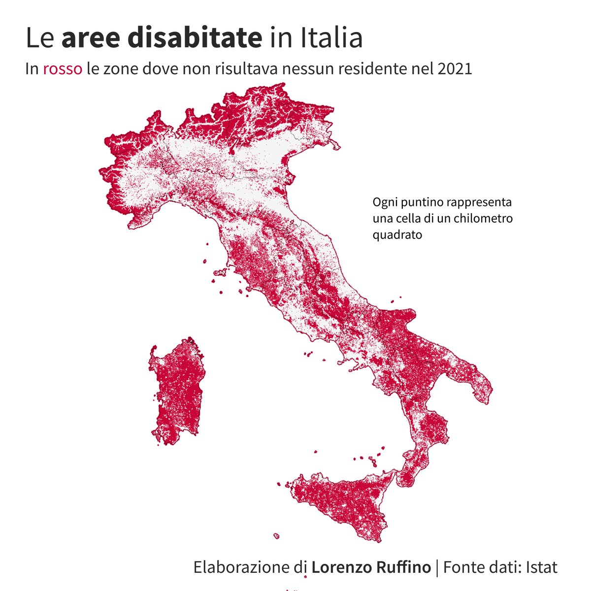 Ruffino_Lorenzo's tweet image. Le aree in rosso sono zone disabitate.