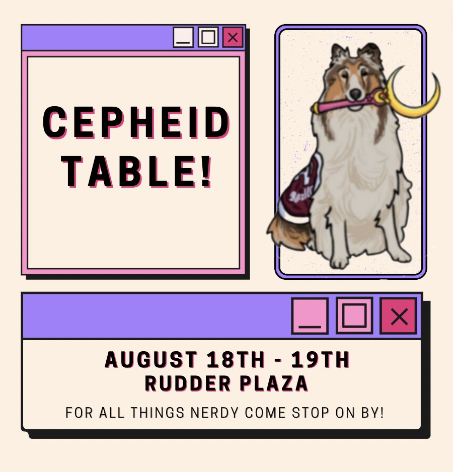 tamucepheid's tweet photo. Start of the semester right and come see us at our table the 18th and 19th at Rudder Plaza! https://t.co/WeD3BvufEX