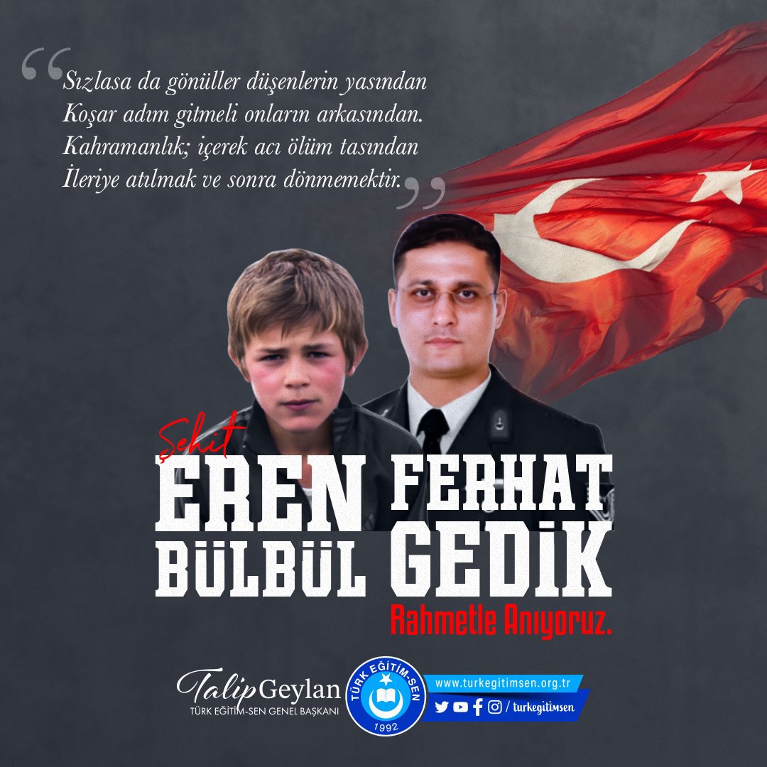 #ErenBülbül 
#FerhatGedik
Aziz ruhları şad olsun.