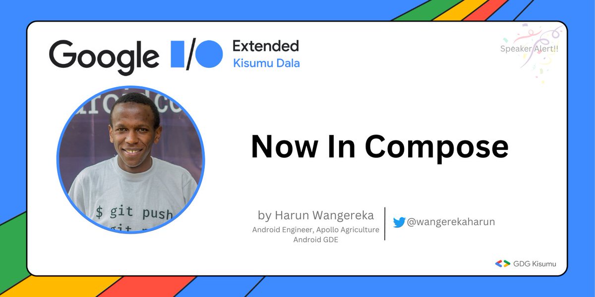 wtm_kisumu's tweet image. 🎙️ @wangerekaharun will be in the house! 🎉 Get ready for &apos;Now in Compose,&apos; where he&apos;ll guide you through this game-changer. Your Android development skills are about to level up on August 26! #IOExtendedKisumu23 #AndroidDevs