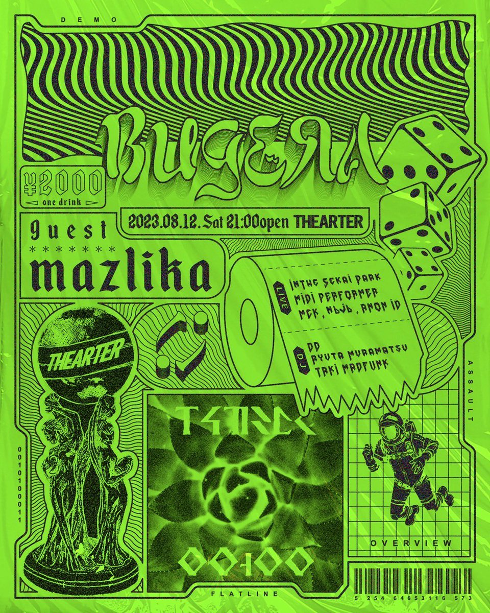 Gedz_YADz's tweet photo. BUG ERA

2023/8/12 [sat] 9PM
於:THEARTER

▷Guest
Mazlika

▷Live
MCK
In The Sekai Park
MIDI PERFORMER
nbjb
ANON ID

▷DJ
DD
Ryuta Muramatsu
TAKI MADFUNK

▷MC
LOWG https://t.co/2aqVBPyZoK