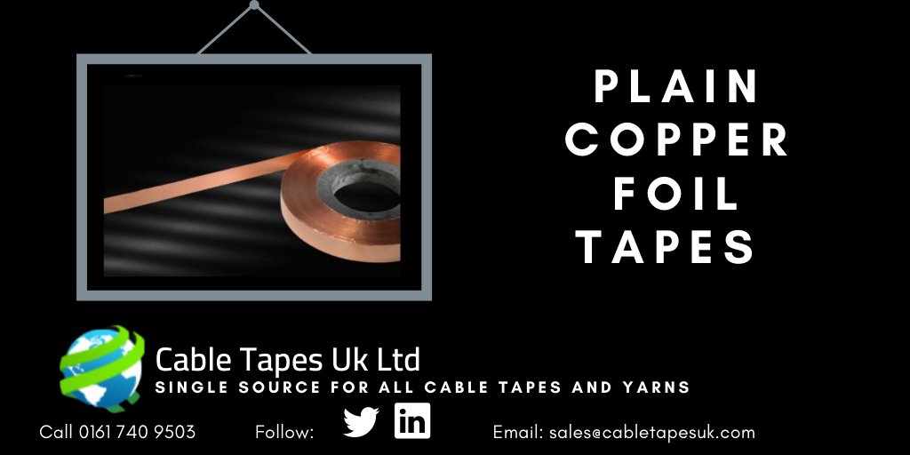 Plain copper foil tapes offer the highest shielding performance and are available in a range of thicknesses. 
For the superior shielding of cables from electromagnetic fields.

Click here: cabletapesuk.com/Categories/Pro… #tapes #global #cables #wire #manufacturing