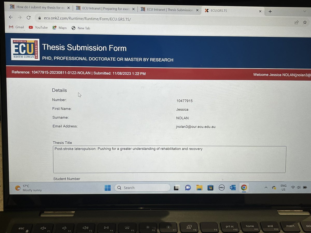 I submitted my PhD thesis today! I’ve had an amazing 5 years working on this project and have learned so much. I can’t thank my supervisors, Barby Singer, @ErinGodecke, and Angela Jacques enough for all that they have done for me and all that they have taught me.