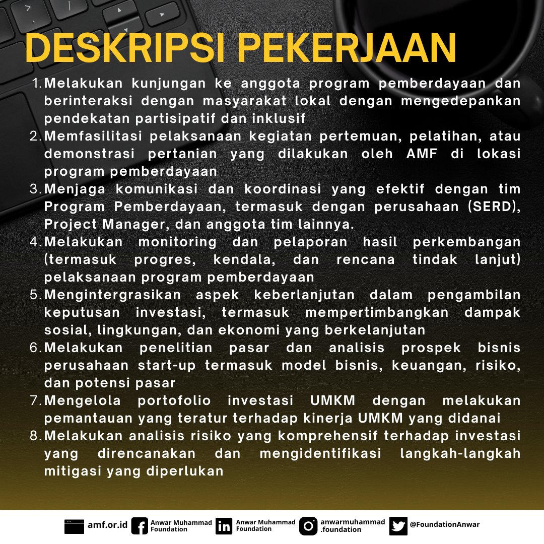 FoundationAnwar's tweet photo. We are hiring!

Posisi yang dibutuhkan:
Field Assistance

Ayo daftar dan bergabung bersama kami dengan mengisi formulir pada tautan berikut:
https://t.co/ONm3a079gn

Pendaftaran dibuka hingga 18/08/2023
——
#lokersumbar #lowongankerjasumbar #hiring #werehiring #sumaterabarat https://t.co/MUXtwZTsaQ
