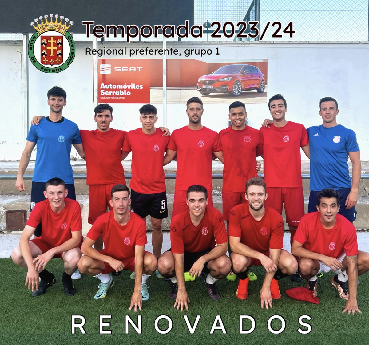 ¡𝐑𝐞𝐧𝐨𝐯𝐚𝐝𝐨𝐬 𝐩𝐚𝐫𝐚 𝐥𝐚 𝐭𝐞𝐦𝐩𝐨𝐫𝐚𝐝𝐚 𝟐𝟎𝟐𝟑/𝟐𝟒! ⚽️
Algunos de ellos no pudieron estar para la foto 📸

Gracias por seguir con nosotros otro año más! 🟢🔴

#SomosJacetano #AutomovilesSerrablo #OrgulloJacetano #JacaPirineos #Jacetania2000Inmobiloaria