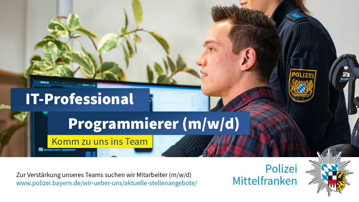 PolizeiMFR's tweet image. Wir suchen #Informatiker in #Nürnberg!

Die Eingruppierung erfolgt in anfänglich in Entgeltgruppe 9a TV-L. Verbeamtung ist geplant.

bevi.polizei.bayern.de/index.php?ac=j…