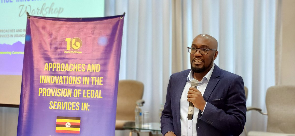 barefootlaw_org's tweet photo. “If we can all step out of our shells &amp; do something to improve the lives of people around us, then slowly, we can change the justice outcomes for the most underserved communities,” @theKwizera, Director of Strategy &amp; Partnerships @barefootlaw_org says during his welcome remarks. https://t.co/syJHD8YTg0