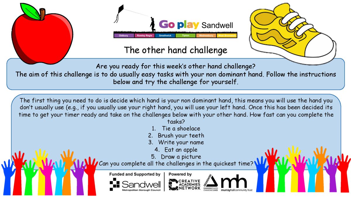Why not try our other hand challenge this week?
Have a go!

#gpschallenge
#goplaysandwell
#activitiesforkids
#playathome