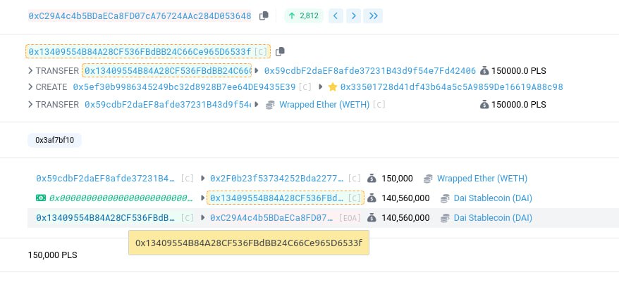 #PulseChain WARNING ⚠️🚨 $DAI

Do not buy the copied $DAI, looks like the minters are dumping it HARD. Check my last tweet if you are unaware.

Also found a guy that has minted 140M $DAI using 150k $WETH (PLS to WETH) this was back in June.

That's it 🫡 take care