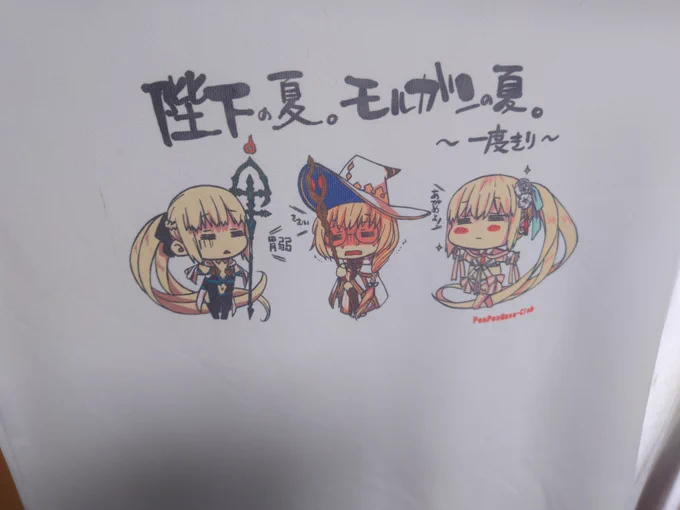 今回は夏コミで久々にグッズも復活です! モルガンづくしTシャツ作りました。 サイズはMから4Lまで それぞれ小ロットなのでサイズ無い場合はごめんなさい。 MとLは少し多めで4Lは一着のみです。 よろしくお願いします!