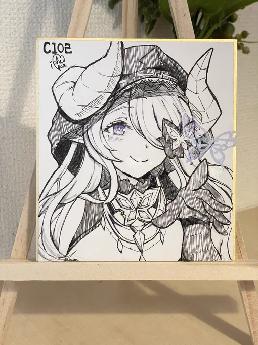 ミニ色紙のCD衣装ナルメアさん🦋蝶々が偏光カラーでキラキラします 