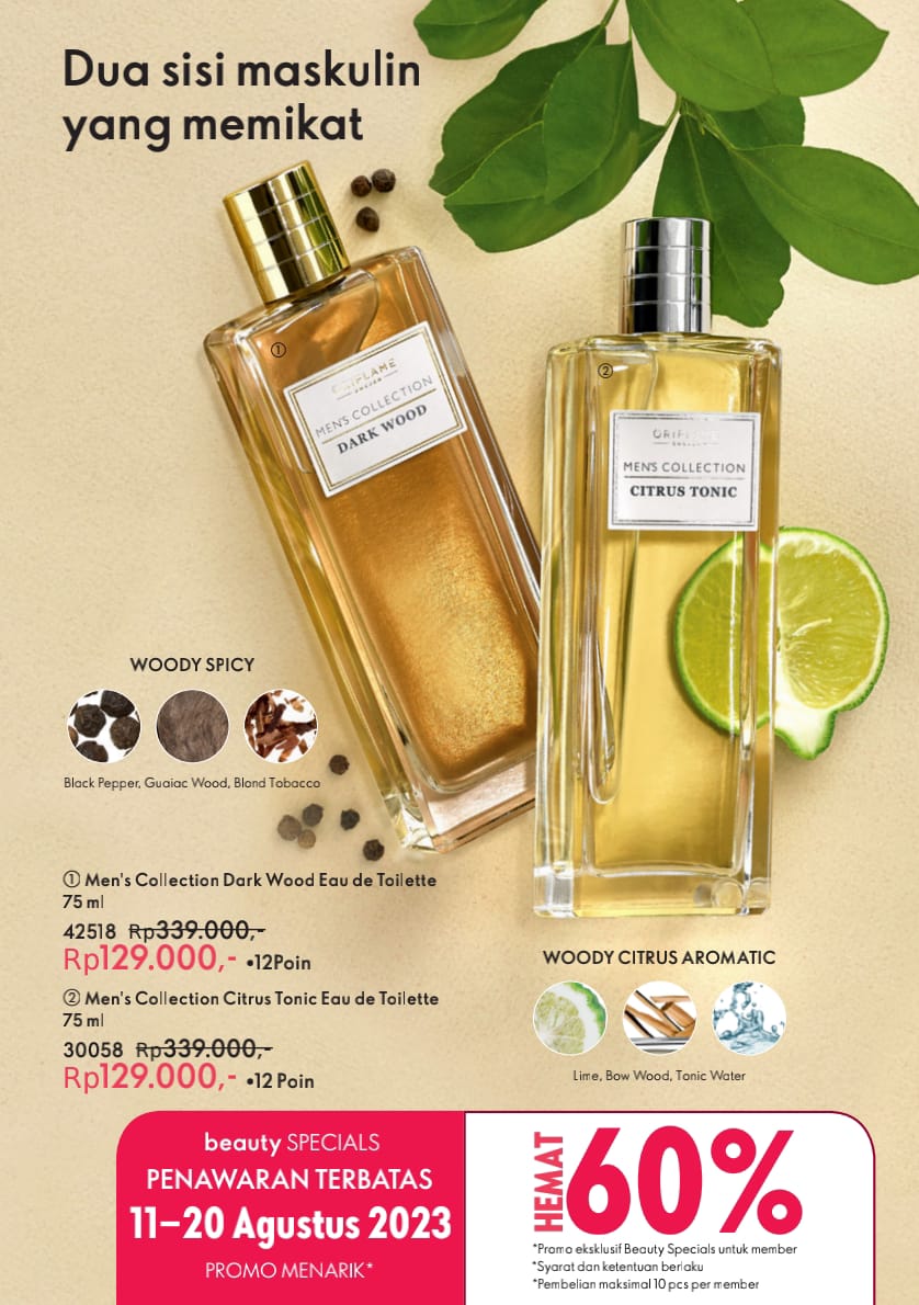 aerintann's tweet image. Men's Collection Citrus Tonic Eau de Toilette

Mengandalkan keharuman gualac Wood yang hangat dan maskulin untuk menciptakan aura yang bersahaja namun menggoda 

Promo diskon 60% jadi 129k 
di 11-20 agustus 2023 ya 

#MensCollection
#Fragrance
#ParfumCowok
#Oriflame