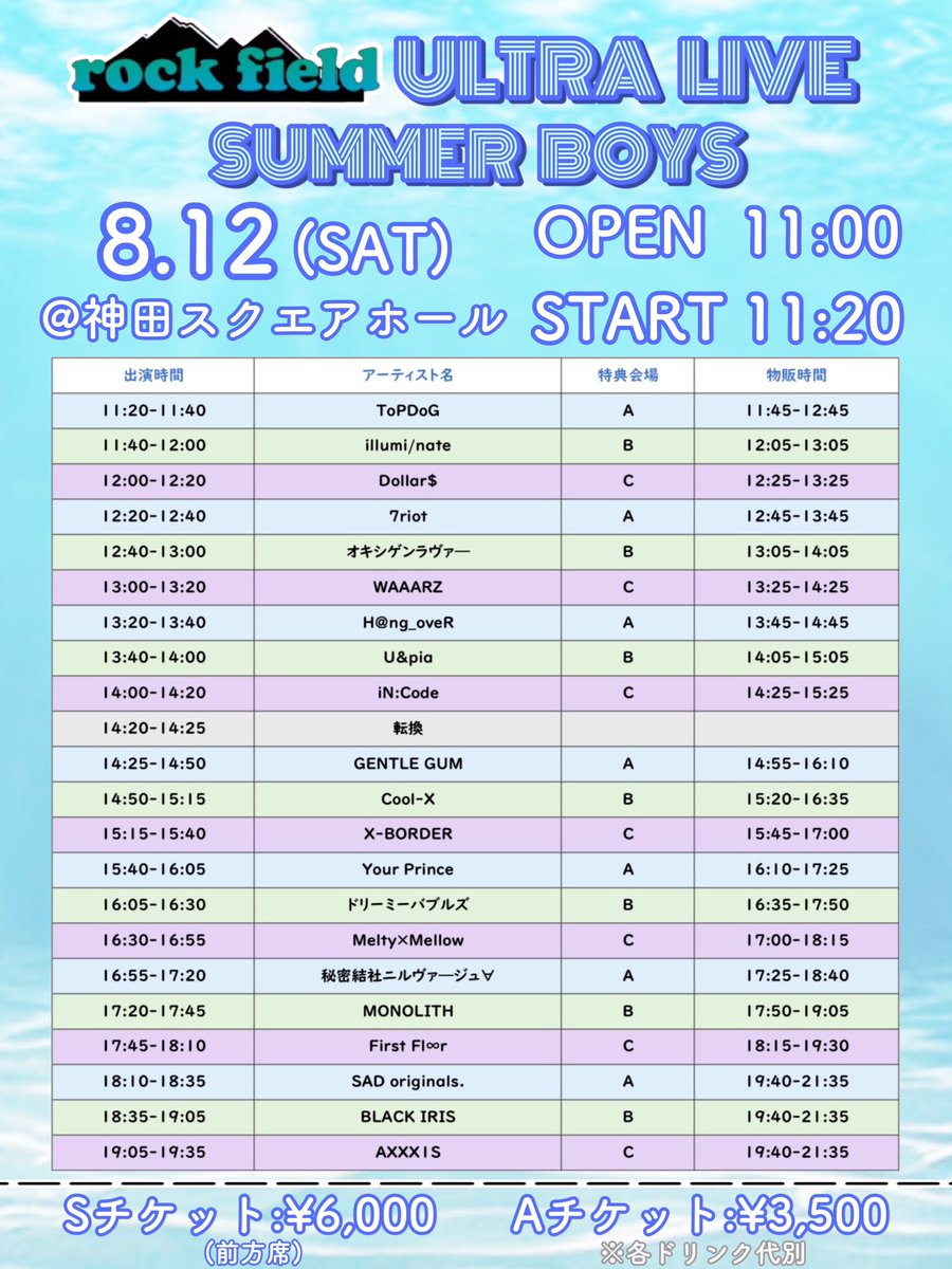 _rockfield_'s tweet photo. 🩵rock field ULTRA LIVE SUMMER BOYS🩵

いよいよ明日‼️ 8/12(土)開催🎉✨

チケット絶賛発売中🎫
いまからでも間に合います💁‍♂️🌟
➡️ https://t.co/RERRaiiHuw

アツアツなライブをお見逃しなく👀❤️‍🔥 https://t.co/Sv4wP89Xz5