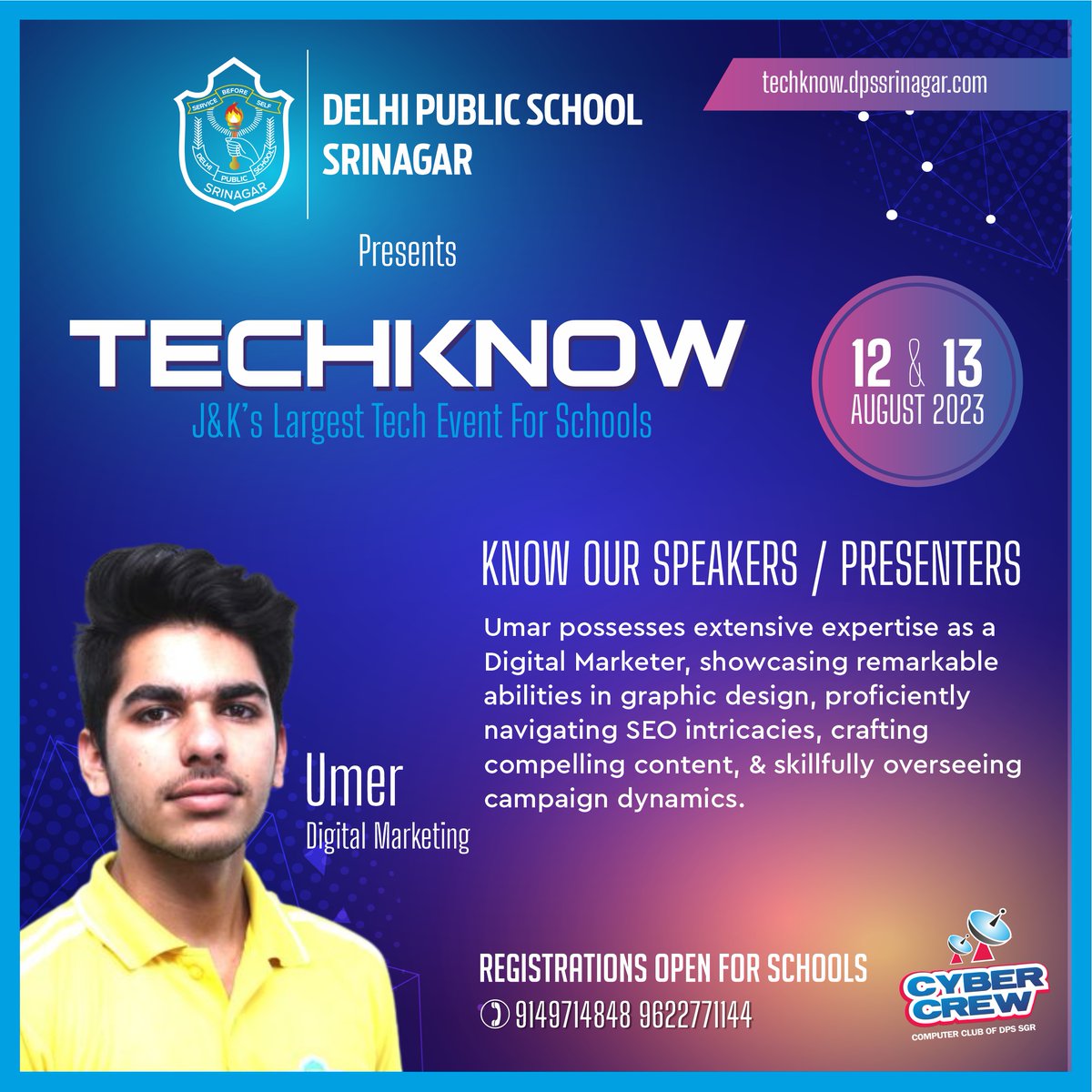 dpssgr's tweet photo. Know our Speakers / Presenters
Registrations are open for #TechKnow 2023. Hurry Up! ONLY 01 DAY LEFT.
Schools who intend to participate may contact us on 9149714848, 9622771144.
#DigitalMarketing
#dpssrinagar #cybercrew #techevent #technology https://t.co/m6MOPfa7eB