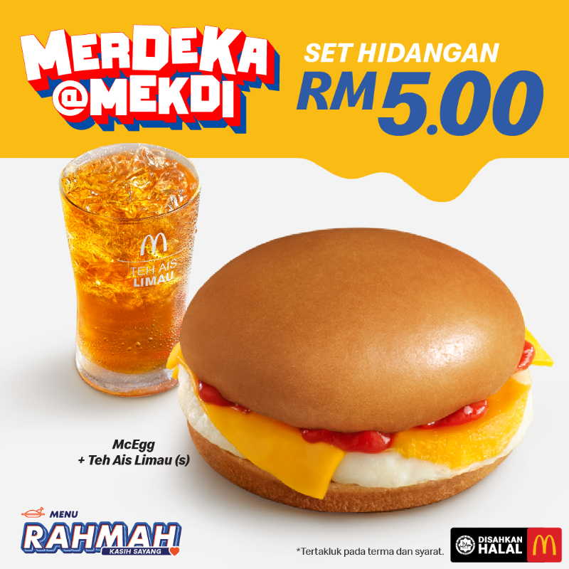 McDMalaysia's tweet photo. Kami ada promo meriah untuk semua! Nikmati pilihan set hidangan hanya RM5 je! Pesan sekarang. Tertakluk terma &amp; syarat.