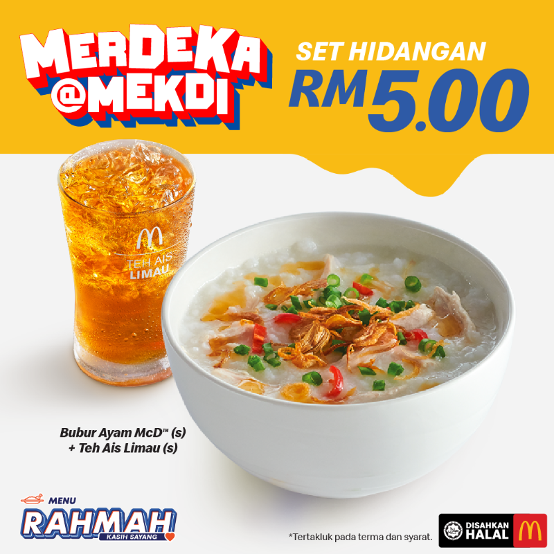 McDMalaysia's tweet photo. Kami ada promo meriah untuk semua! Nikmati pilihan set hidangan hanya RM5 je! Pesan sekarang. Tertakluk terma &amp; syarat.