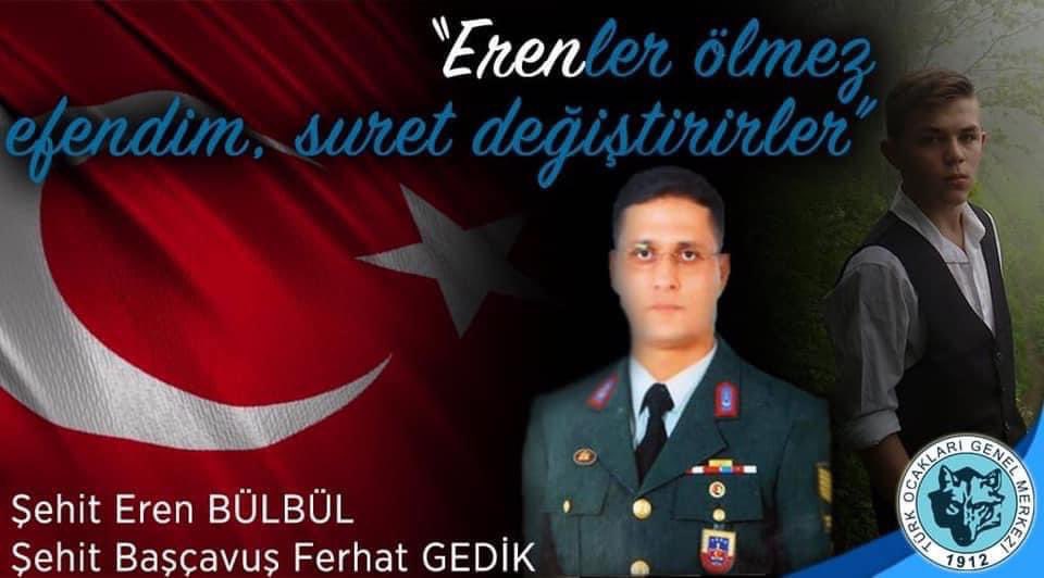 Trabzon Maçka'da eli kanlı terör örgütü tarafından şehit edilen Eren BÜLBÜL ve Astsubay Kıdemli Başçavuş Ferhat GEDİK'i vefat yıl dönümlerinde rahmetle anıyoruz. İyi ki varsınız!
