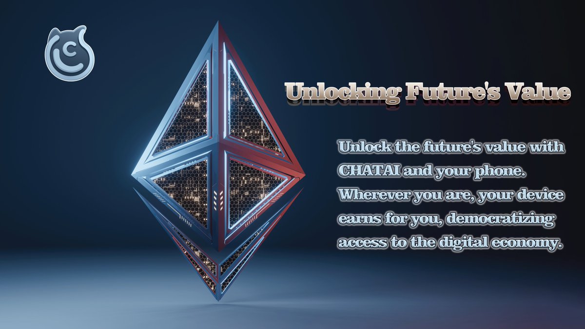 _ChatAI_'s tweet image. Unlock the future's value with #chatai  and your phone. Wherever you are, your device earns for you, democratizing access to the digital economy. 
#CHATCOIN #chatmining #Crypto