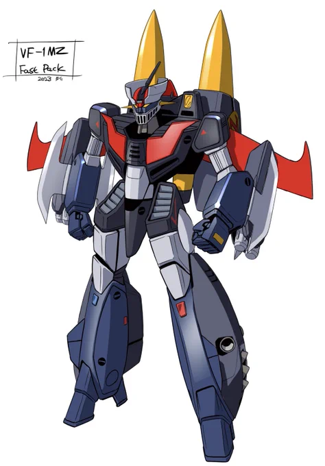 #デカルチャー#バルキリー #マジンガーZ公開妄想企画VF-1MZスーパー仕様描いてみました。アイアンカッターは後半登場なのでこのFastPackで実現ということで。シルエットがマッチョになったのでZeroスクランダーも似合うかも^_^VF的にはレドーム? 