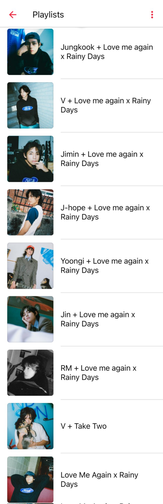 Violet⁷_Golden on X: Love Me Again and Rainy Days focused playlist a  thread:  / X