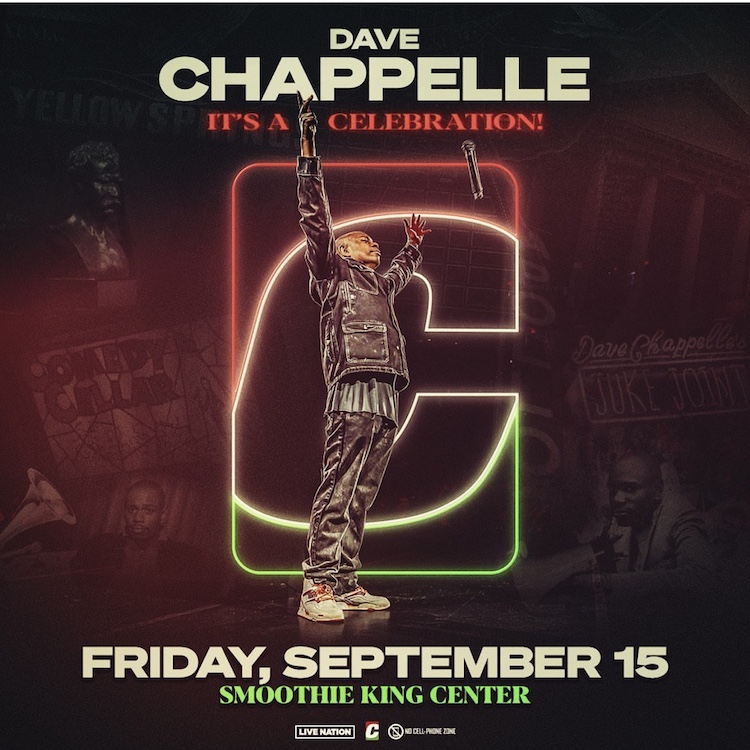 KontinuousEvent's tweet photo. Dave Chappelle 
It's a Celebration 
Friday, September 15 • 7:30 PM
Smoothie King Center, New Orleans, LA
Purchase Tickets >>> https://t.co/zgpmw4JXIP

#davechappelle #smoothiekingcenter #nola #neworleans #comedy #kontinuousevents https://t.co/b3BbHjwjlr