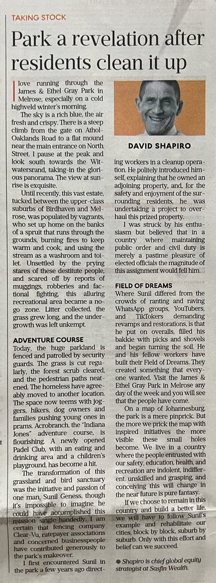 My article in Business Day this morning.