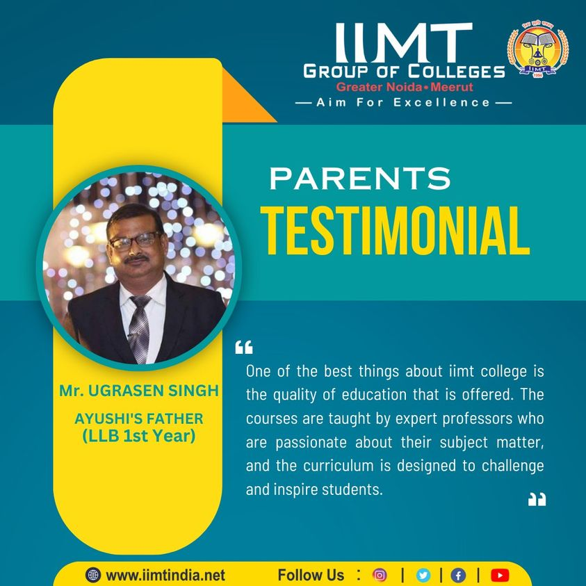 iimtnoida's tweet photo. PARENTS TESTIMONIAL
Mr. UGRASEN SINGH
AYUSHI'S FATHER (LLB 1st Year)
https://t.co/UOh7RIbr6l
Call Us: 9520886860
#PARENTSTESTIMONIAL
#IIMTIndia #IIMTNoida #IIMTGreaterNoida #IIMTDelhiNCR .
#LawCollege #LLB #BALLB #admissionopen2023
#BALLBcourse #LawAdmission2023 #IIMTCollegeofLaw https://t.co/8iy2uRrrfR