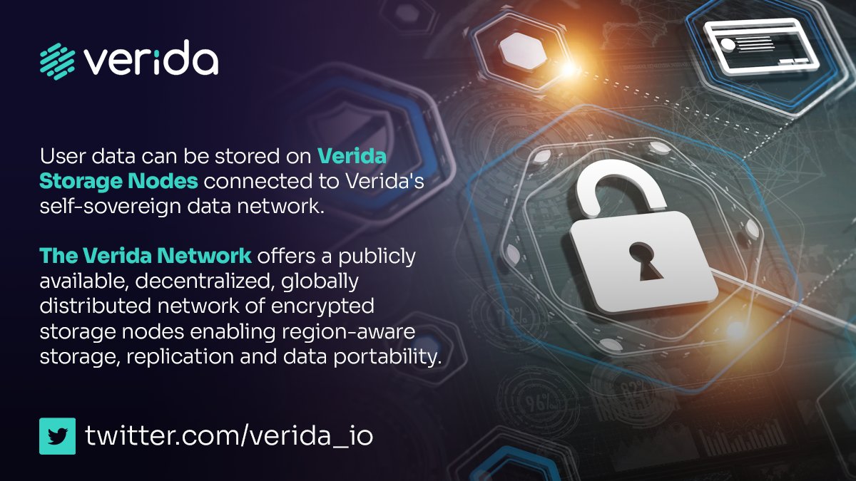 Verida_io's tweet photo. 🔒User data can be stored on Verida Storage Nodes connected to Verida's self-sovereign data network.
The #VeridaNetwork offers a publicly available, decentralized, globally distributed network of encrypted storage nodes enabling region-aware storage, replication and data portability.