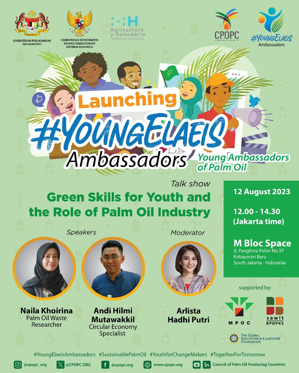 Come and join us on this event to celebrate #InternationalYouthDay2023,  @CPOPC_ORG will launch #YoungElaeis Ambassador program. Please RSVP : wa.me/6281282499011