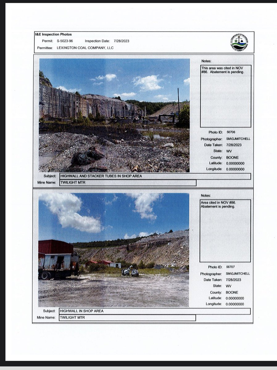 <a href="/OSMRE/">OSMRE</a> issued <a href="/DEPWV/">WV Dept. of Environmental Protection</a> a ten-day notice, at our urging and following a site inspection, for granting 25 extensions to  a Lexington Coal Co. violation first cited over 2 years ago. #EndMountainTopRemoval #EnvironmentalJustice <a href="/A4Appalachia/">Alliance Appalachia</a> @AnthropoceneAL <a href="/SierraClub/">Sierra Club</a> <a href="/AppVoices/">Appalachian Voices</a>