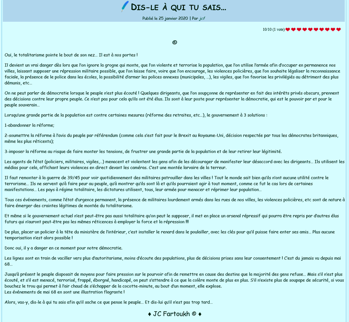 #DisLeAQuiTuSais JC.#Fartoukh
#FridayReads #VendrediLecture
#PromenadeDesAnglais=#PromenadeDesCamionsPoubelles=#Danger
#Nice=#VilleMilitarisée
#ViolencesPolicières
#HonteAVous #Macron #Borne #Estrosi #Dussopt #Lecornu #Darmanin
#lesecrits #Actualité
#Suite=les-ecrits.fr/dis-le-a-qui-t…