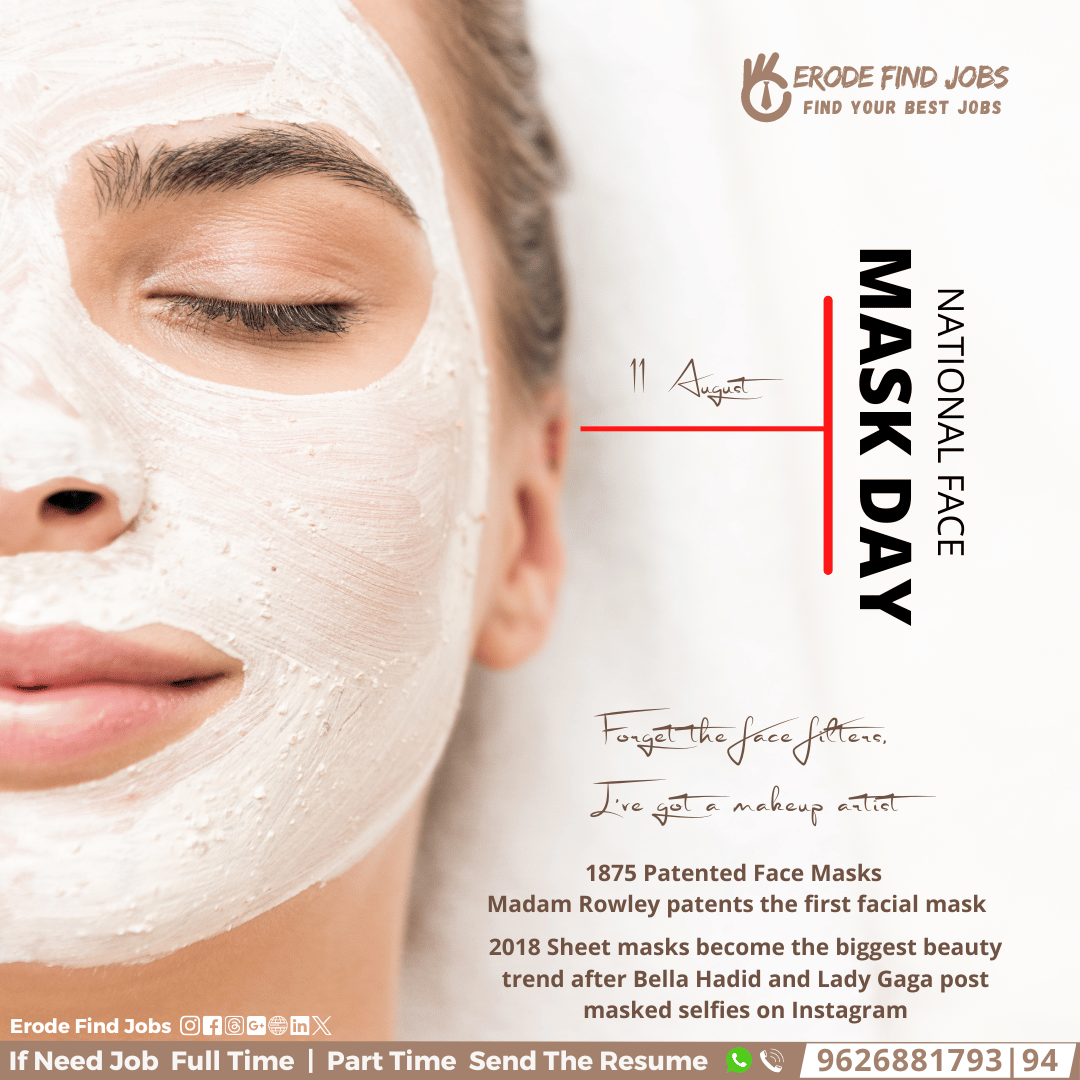 Erodefindjobs's tweet image. NATIONAL FACE MASK DAY..!

Forget the face filters, I’ve got a makeup artist.

#face #facemask #facemaskselfie #facemasksforsale #facemasktime #mask #nationalfacemaskday
#erode #erodejobs #hiring #jobalert #parttimejobs #localjobs #erodefindjobs #findjobs #officestaff #wfh