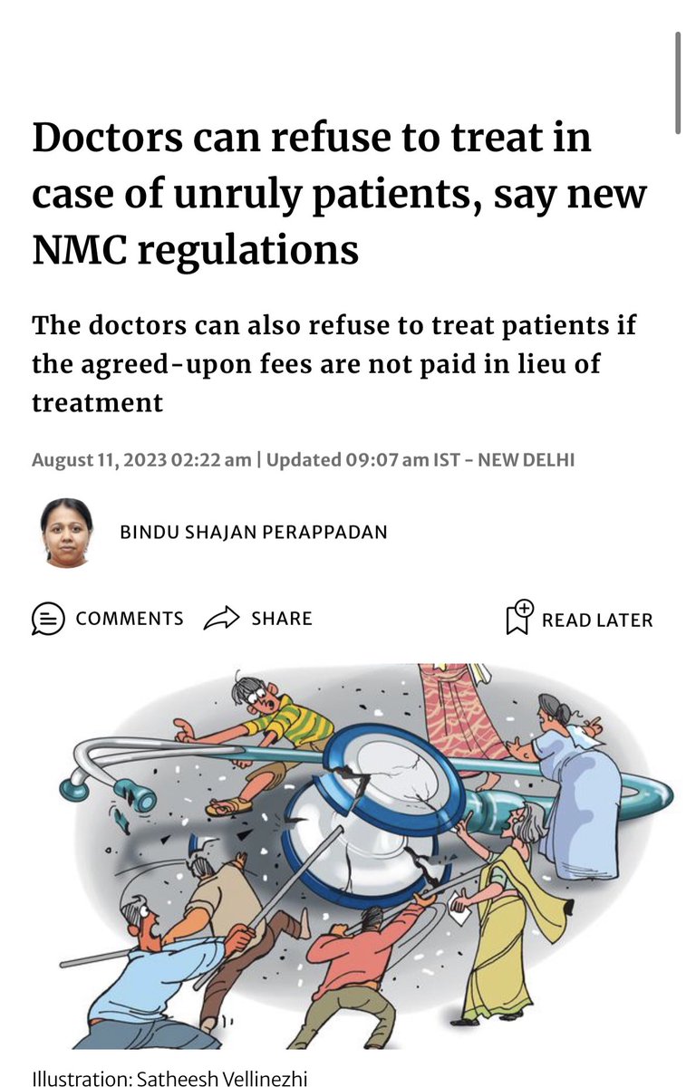 DrRohanKrishna3's tweet photo. A historic decision by @NMC_IND 

We at @FAIMA_INDIA_ welcome this move.  @mansukhmandviya 

I have personally observed tht some patients are chronic offenders who enjoys disrespecting the docs and hospital protocol.

Now we have d ryt to choose our patient.

This is a grt move agnst VIOLENCE . 

I fully support this initiative and we docs should be united and make sure that  if someone misbehaves with any docs such patients shd be identified.
