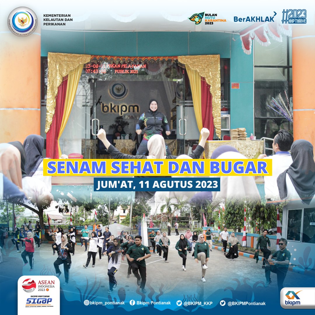 bppmhkp_pnk's tweet photo. Hai #SahabatBahari Untuk menjaga kesehatan dan kebugaran, Hari ini telah diselenggarakan Senam Sehat dan Bugar di Halaman kantor Stasiun KIPM Pontianak (11/08). https://t.co/kuBOlY9Qp7